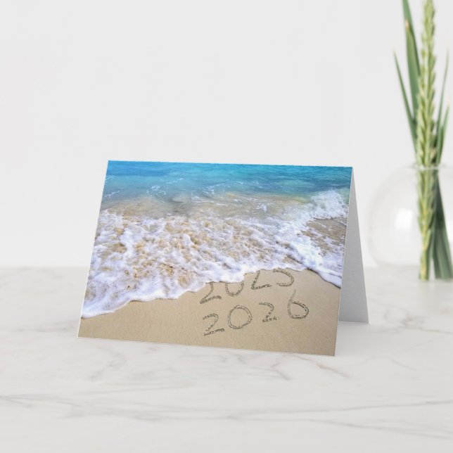 Tarjeta De Agradecimiento 2026 New Year Beach for Business Gracias (Anverso)