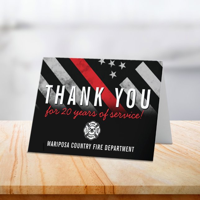 Tarjeta De Agradecimiento 20 años del Departamento de Bomberos (Firefighter Fire Department 20 Year Anniversary Thank You Card)