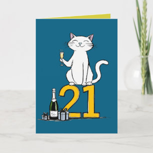 Tarjeta De Agradecimiento 21ª celebración de gatos de cumpleaños 21 años 21ª