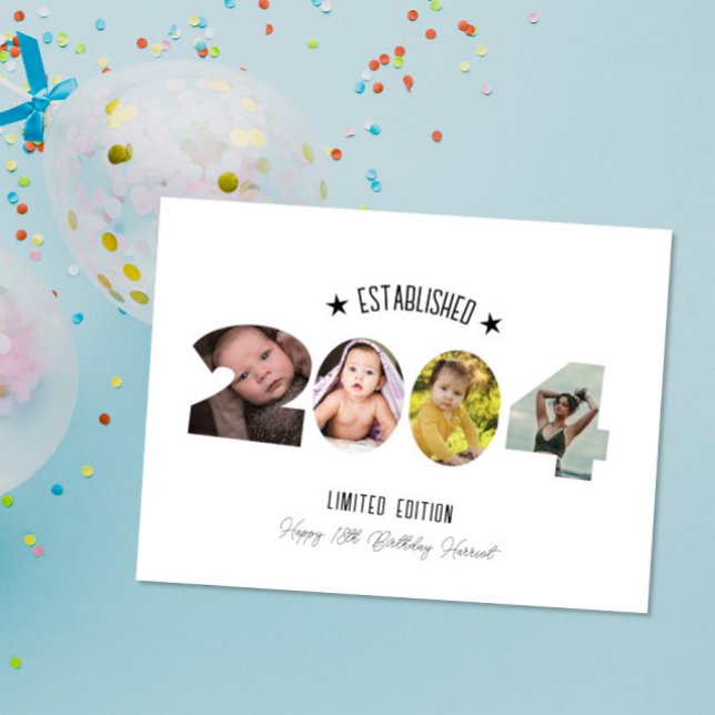 Tarjeta De Agradecimiento 21st birthday Photo Collage established 2004 (Subido por el creador)