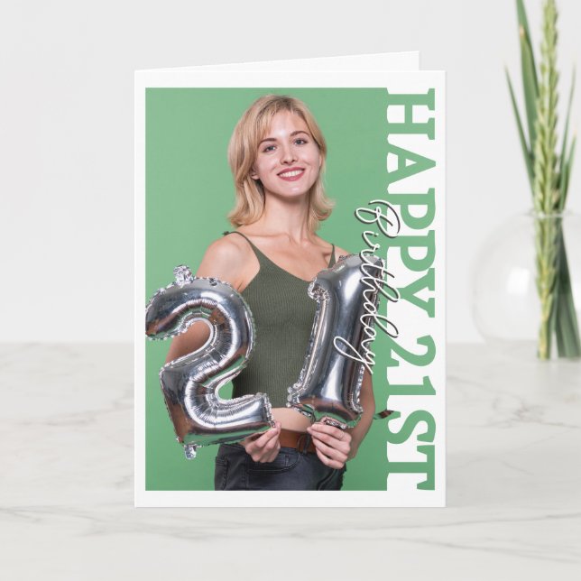 Tarjeta De Agradecimiento 21st birthday Photo college Birthday Card (Anverso)
