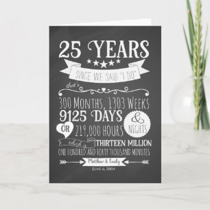 Tarjeta De Agradecimiento 25 aniversario de bodas, pizarra, 25 años que