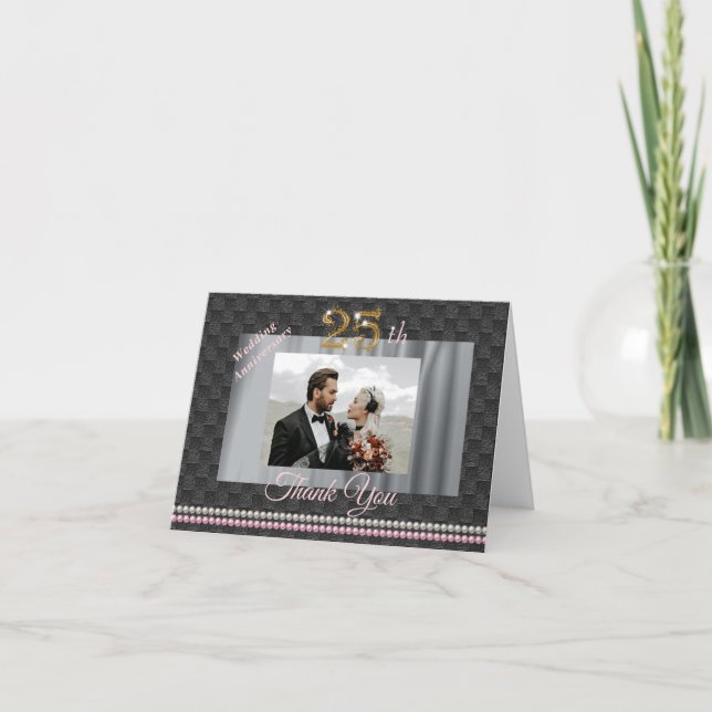 Tarjeta De Agradecimiento 25 Aniversario del Oro y las Perlas Gracias (Anverso)