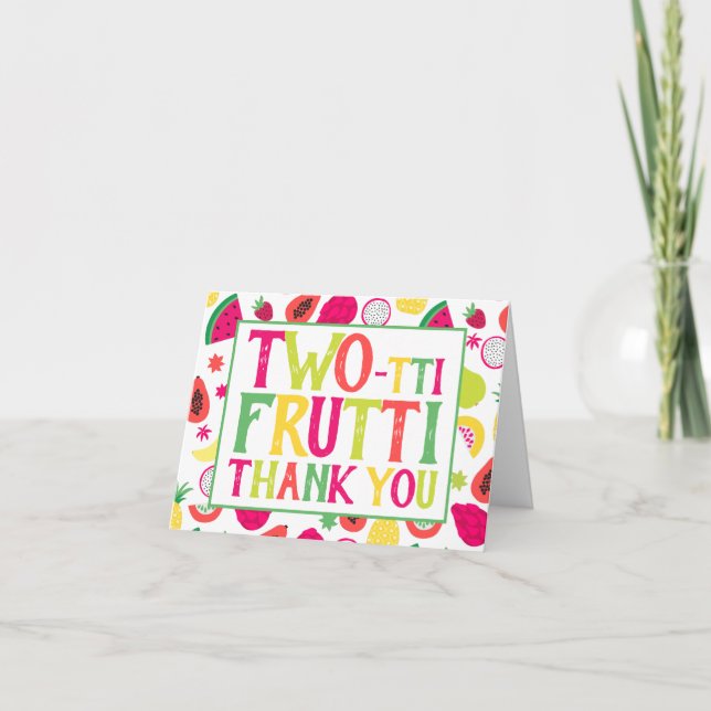 Tarjeta De Agradecimiento 2.º cumpleaños Fruto de dos tetas Gracias (Anverso)