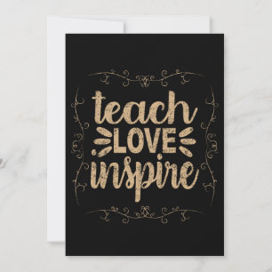 Tarjeta De Agradecimiento 2- Camiseta Teach Love Inspire, Profesor Retro Vin