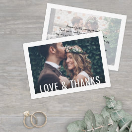 Tarjeta De Agradecimiento 2 Foto Boda Simple Moderno de Amor y Gracias
