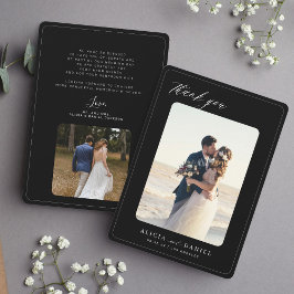 Tarjeta De Agradecimiento 2 foto elegante boda en blanco y negro