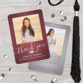 Tarjeta De Agradecimiento 2 Foto Nueva dirección Cepillado Graduación Gris R