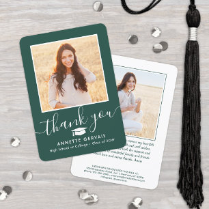 Tarjeta De Agradecimiento 2 Foto Nueva Dirección Graduación De Guión Blanco
