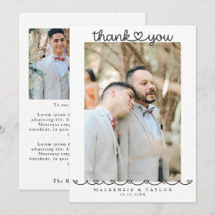 Tarjeta De Agradecimiento 2 Fotografías Mensaje de Boda Gay Personalizado