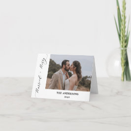 Tarjeta De Agradecimiento 2 Navidades Bodas de foto de Merry Married Script