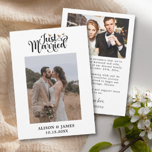 Tarjeta De Agradecimiento 2 Navidades de Bodas con escritura casada