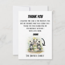 Tarjeta De Agradecimiento 2 Padres 3 Niños - Cumpleaños Familiar Acuarela  