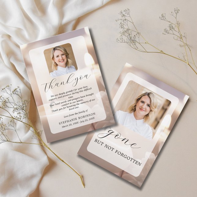 Tarjeta De Agradecimiento 2 Photo Elegant Modern Funeral Sympathy Memorial (Subido por el creador)