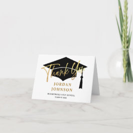 Tarjeta De Agradecimiento 2 PHOTO Modern Simple Minimalist Golden Graduation