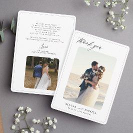 Tarjeta De Agradecimiento 2 tipografía minimalista elegante boda
