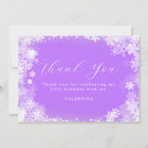 Tarjeta De Agradecimiento 30.º cumpleaños Invierno Maravilla de Nieve Morado