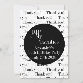 Tarjeta De Agradecimiento 30 AÑOS QEPD Fiesta 20 Gracias