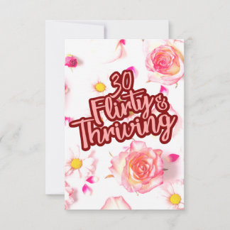 Tarjeta De Agradecimiento 30 cumpleaños 30 Flirty y Thriving Fun Pink
