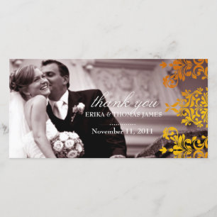 Tarjeta De Agradecimiento 311 Dashing Damask   Naranja fresco Amarillo Graci
