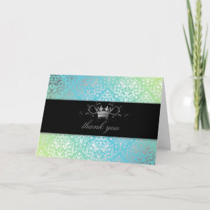 Tarjeta De Agradecimiento 311-Deslumbrante Damask Turquoise & Lime Gracias