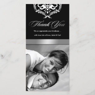 Tarjeta De Agradecimiento 311-Exquisito Damask Gracias Silver
