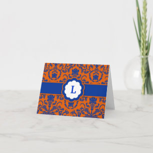 Tarjeta De Agradecimiento 311-Lauren Damask Azul real
