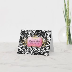 Tarjeta De Agradecimiento 311-Lavish hojas rosadas de la placa Black