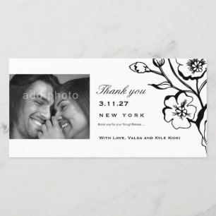 Tarjeta De Agradecimiento 311-Lush Black & White Gracias