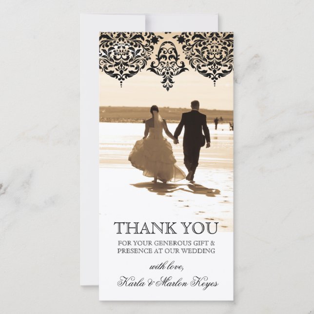 Tarjeta De Agradecimiento 311 Mon Cherie Damask Black (Anverso)