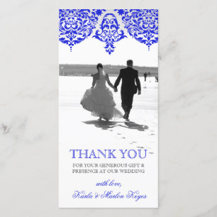 Tarjeta De Agradecimiento 311 Mon Cherie Damask El Nuevo Azul