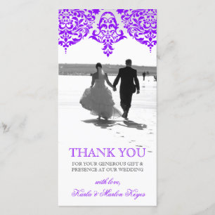 Tarjeta De Agradecimiento 311 Mon Cherie Damask Fabulous Purple