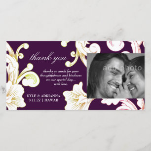Tarjeta De Agradecimiento 311-Vivid Foliage Flare Eggplant Gracias
