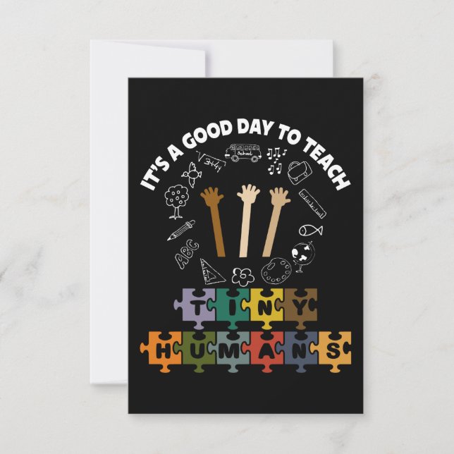 Tarjeta De Agradecimiento 3/4, es un buen día para enseñar a pequeños humano (Anverso)