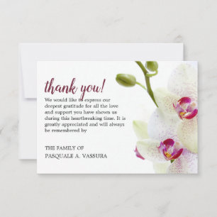 Tarjeta De Agradecimiento 3.5"x5" Flor de Orquídea Blanca Funeral
