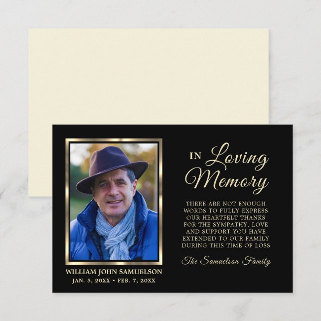 Tarjeta De Agradecimiento 3.5"x5" Simpatizantes Memoria funeral GRACIAS Foto (Anverso / Reverso)