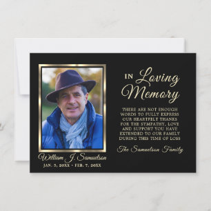 Tarjeta De Agradecimiento 3.5"x5" Simpatizantes Memoria funeral GRACIAS Foto
