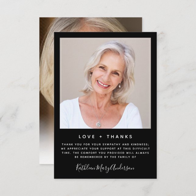 Tarjeta De Agradecimiento 3.5"x5" Simpatizantes Memoria funeral GRACIAS Foto (Anverso / Reverso)