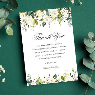 Tarjeta De Agradecimiento 3.5"x5" Solidaridad Memoria funeral GRACIAS Floral