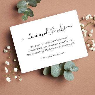 Tarjeta De Agradecimiento 3,5" x 5" Gracias Baby Shower Gift Personalizado