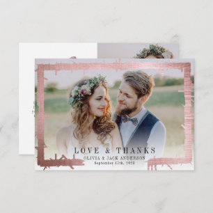 Tarjeta De Agradecimiento 3.5x5 Amor y gracias Boda de foto de Relieve metal