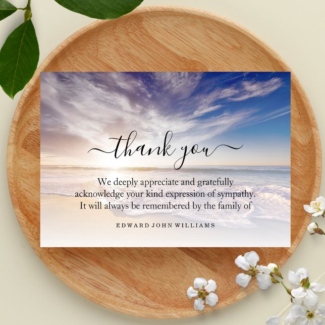 Tarjeta De Agradecimiento 3.5x5 Funeral Thank You Note Grief Ocean (Subido por el creador)