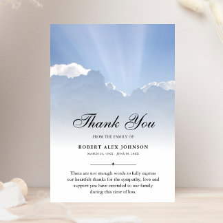 Tarjeta De Agradecimiento 3.5x5 Gracias a las nubes Fotografía funeraria Sim