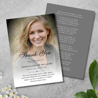 Tarjeta De Agradecimiento 3.5x5 Gracias Personalizado Fotografía Funeral Sim
