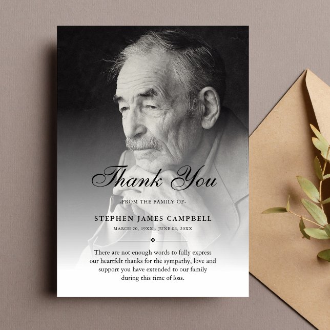 Tarjeta De Agradecimiento 3.5x5 Thank You Custom Funeral Photo Sympathy (Photo Sympathy Thank You Card)