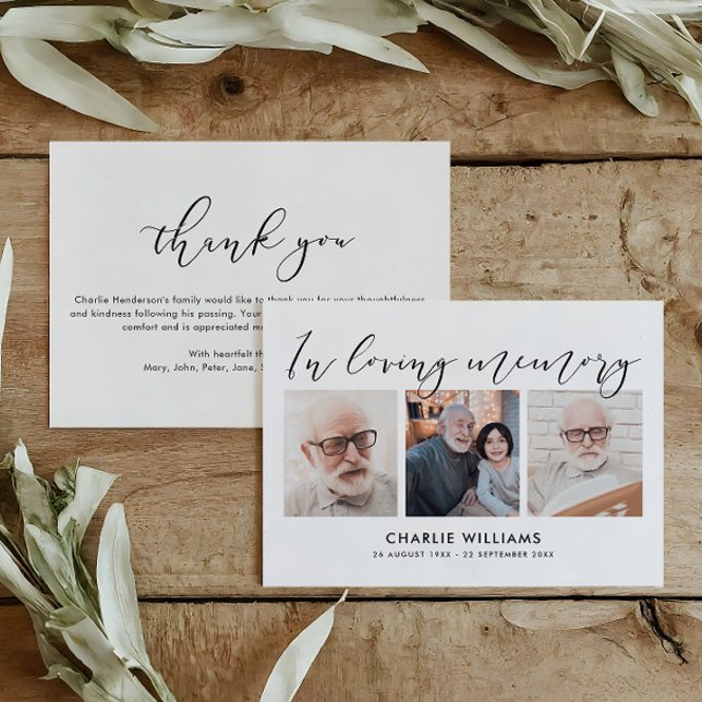 Tarjeta De Agradecimiento 3-Foto Celebración de la vida/Funeral/Bereavement (Subido por el creador)