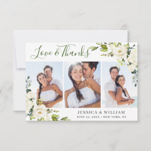 Tarjeta De Agradecimiento 3 FOTO Elegante Eucalipto Floral de rosas blancas