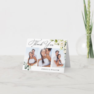Tarjeta De Agradecimiento 3 FOTO Elegante Eucalipto Floral de rosas blancas