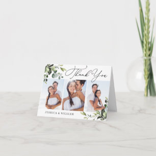 Tarjeta De Agradecimiento 3 FOTO Elegante Eucalyptus acuarela Floral QR