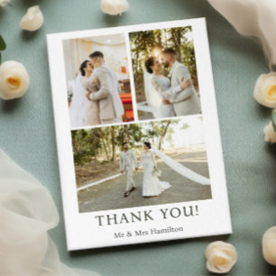 Tarjeta De Agradecimiento 3 fotografías Boda personalizado con mensaje